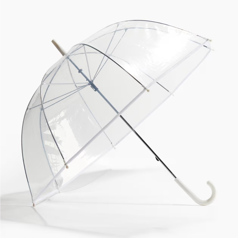 5 Clear Bubble Umbrella with White Handle